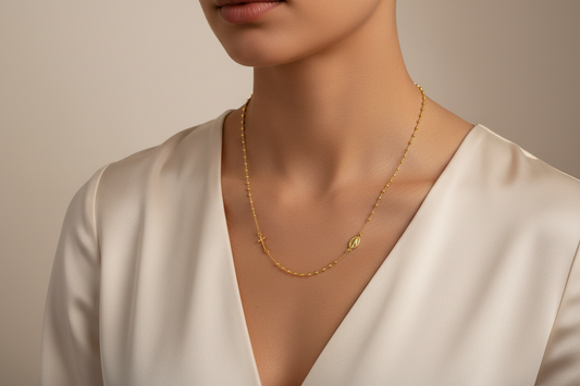 Collana Donna Rosario in Argento Dorato - AMEN