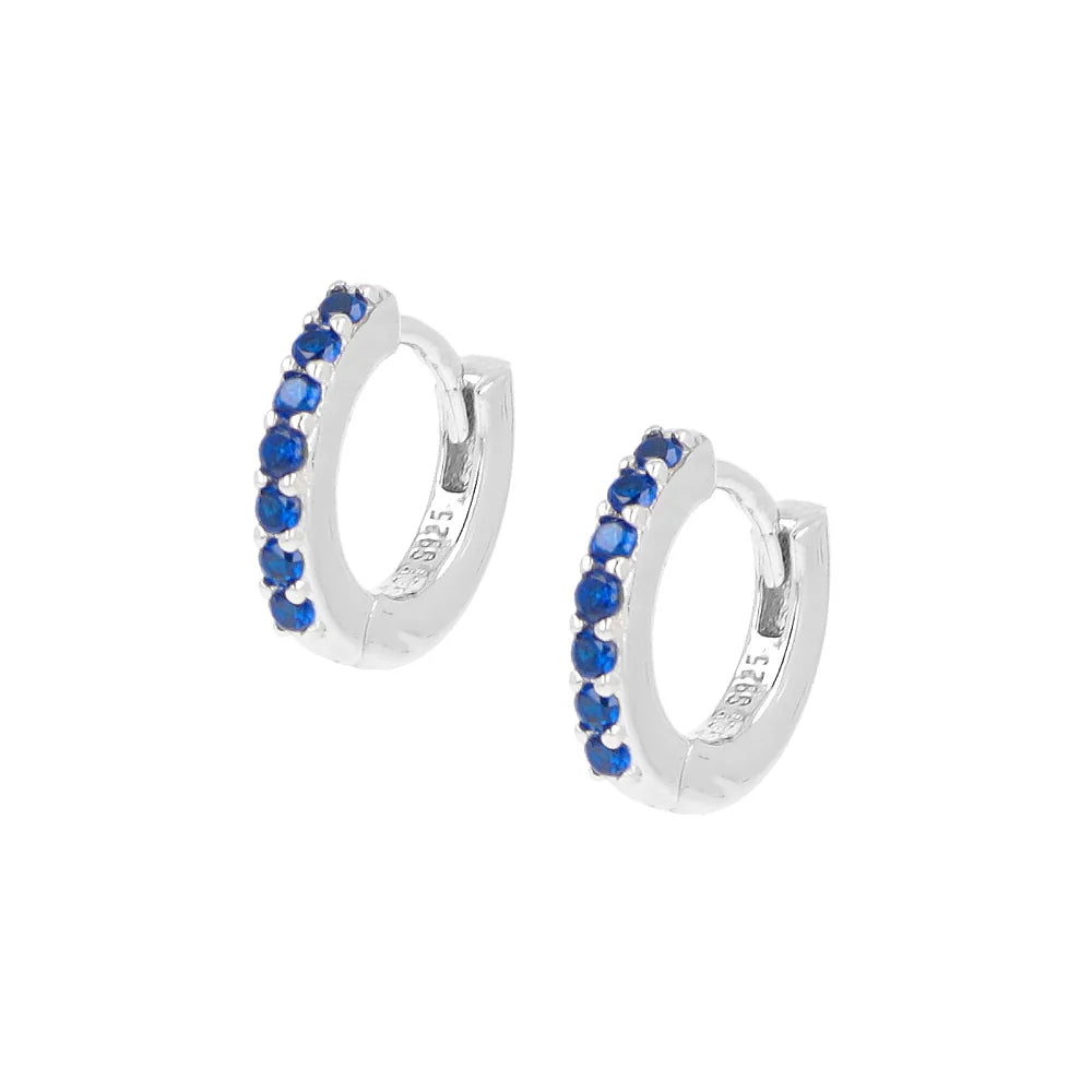 Orecchini Donna a Cerchio in Argento con Zirconi Blu - AMEN