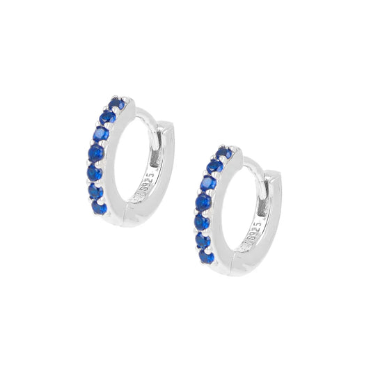 Orecchini Donna a Cerchio in Argento con Zirconi Blu - AMEN