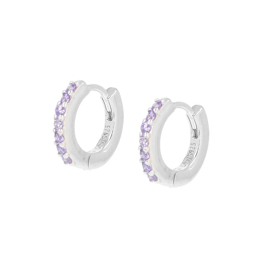 Orecchini Donna a Cerchio in Argento con Zirconi Lilla - AMEN