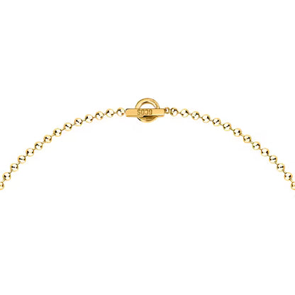 Collana Donna GCDS Coraggio Bear in Acciaio Dorato e Cristalli Bianchi