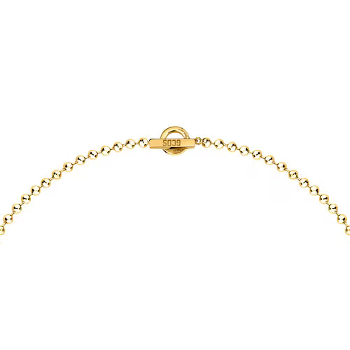 Collana Donna GCDS Coraggio Bear in Acciaio Dorato e Cristalli Verdi