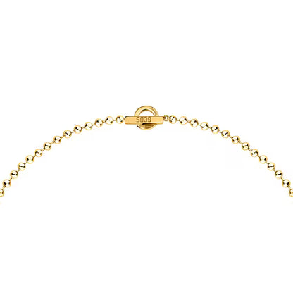Collana Donna GCDS Coraggio Bear in Acciaio Dorato e Cristalli Verdi