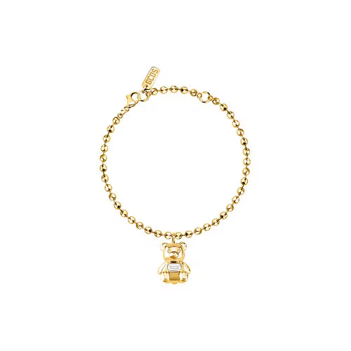 Bracciale Donna GCDS Coraggio Bear in Acciaio Dorato e Cristalli Bianchi