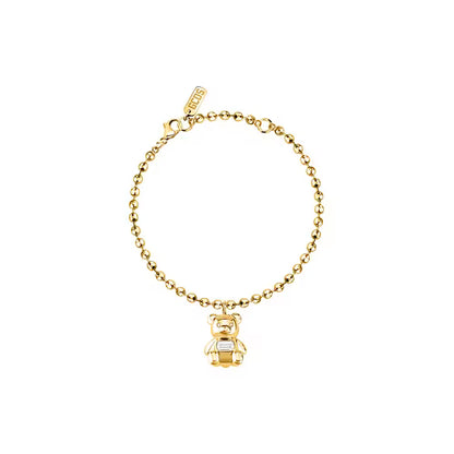 Bracciale Donna GCDS Coraggio Bear in Acciaio Dorato e Cristalli Bianchi