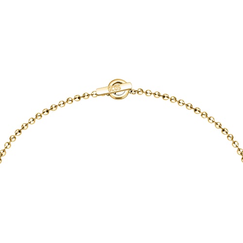 Collana Donna GCDS Coraggio Bear in Acciaio Dorato e Fiocco Bianco