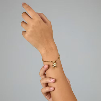 Bracciale Donna GCDS Coraggio Bear in Acciaio Dorato e Cristalli Bianchi