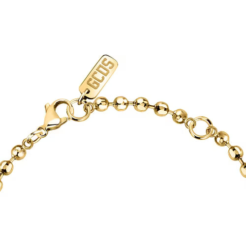 Bracciale Donna GCDS Coraggio Bear in Acciaio Dorato e Cristalli Rosa