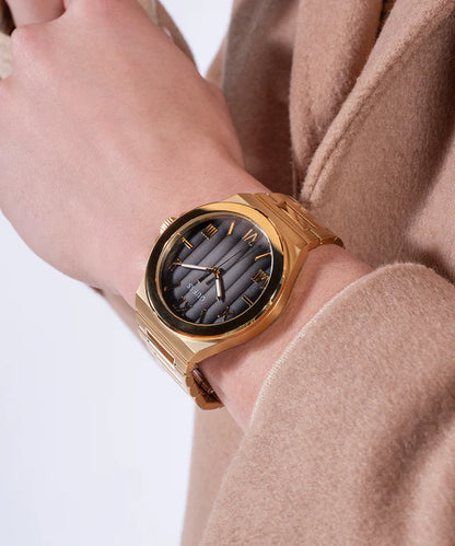 Orologio Uomo GUESS Solo tempo in Acciaio Dorato con Quadrante Nero