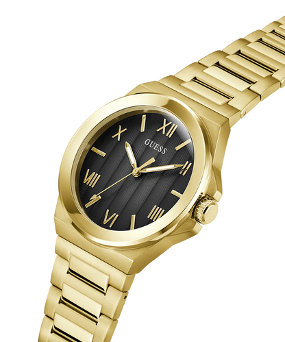 Orologio Uomo GUESS Solo tempo in Acciaio Dorato con Quadrante Nero