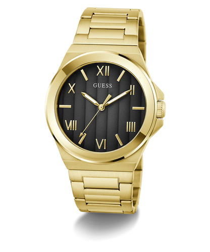 Orologio Uomo GUESS Solo tempo in Acciaio Dorato con Quadrante Nero