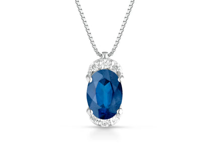 Collana in Oro Bianco 18kt con Diamante Naturale Blu - LUCCIOLE