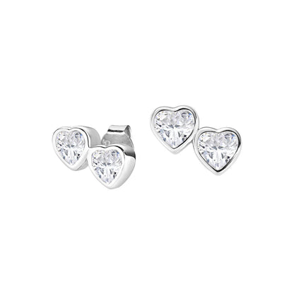 Orecchini Donna Due Cuori in Argento - AMEN