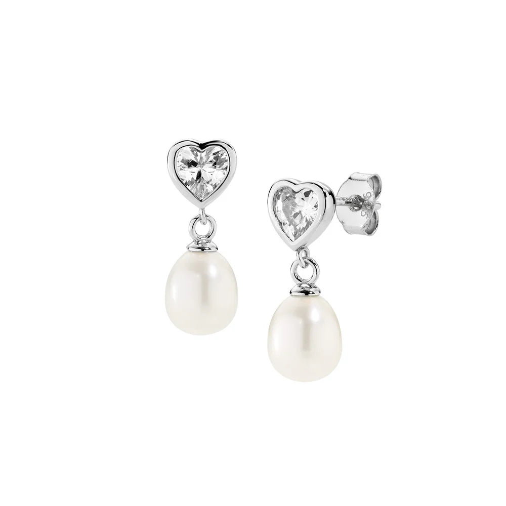 Orecchini Donna Cuore con Perla in Argento  - AMEN