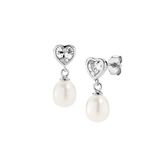 Orecchini Donna Cuore con Perla in Argento  - AMEN