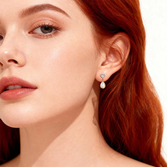 Orecchini Donna Cuore con Perla in Argento  - AMEN