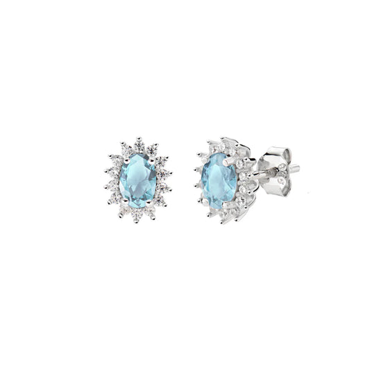 Orecchini Donna Lady in Argento con Zircone Blu London - AMEN
