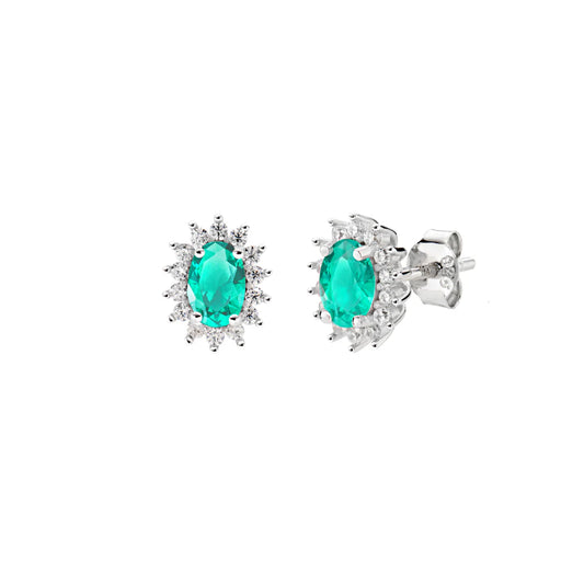 Orecchini Donna Lady in Argento con Zircone Verde Acqua - AMEN