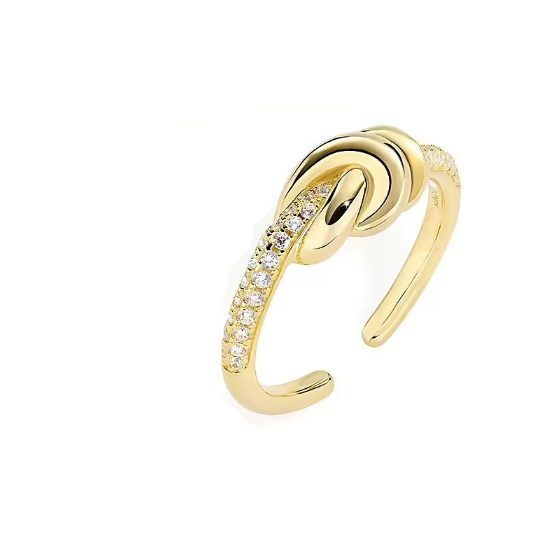 Anello Donna in Ottone Dorato con Zirconi - AMEN