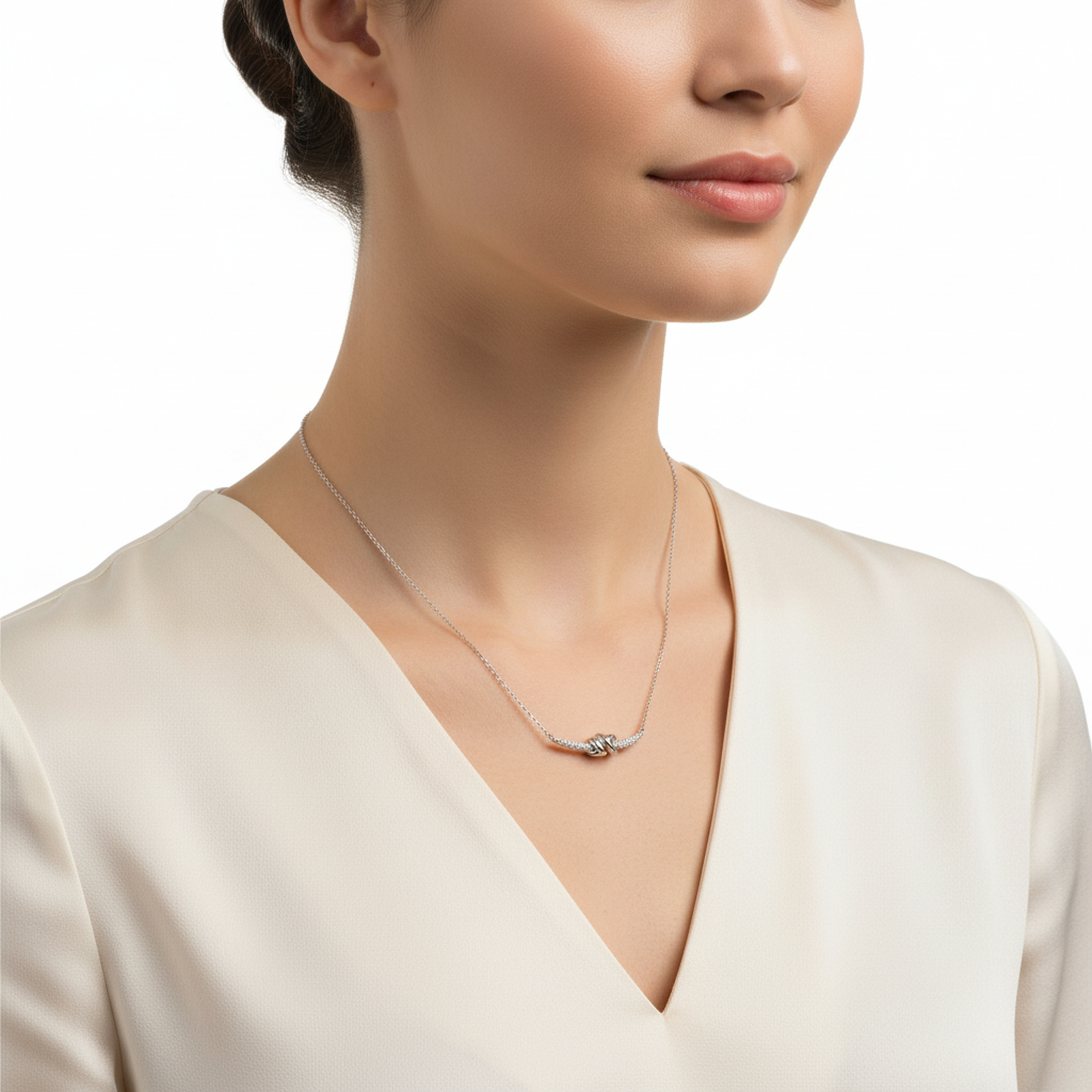 Collana Donna Nodo d'Amore in Ottone con Zirconi - AMEN