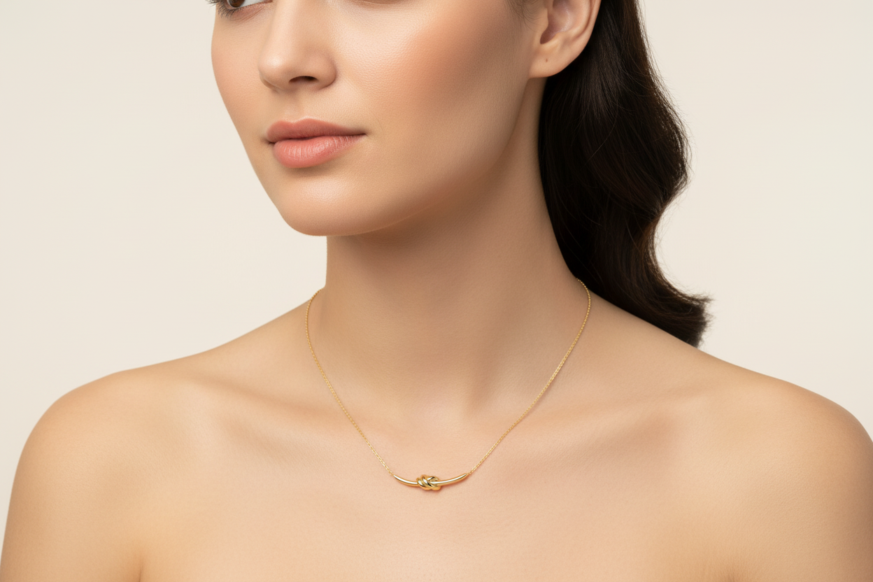 Collana Donna Nodo D'Amore in Ottone Dorato - AMEN