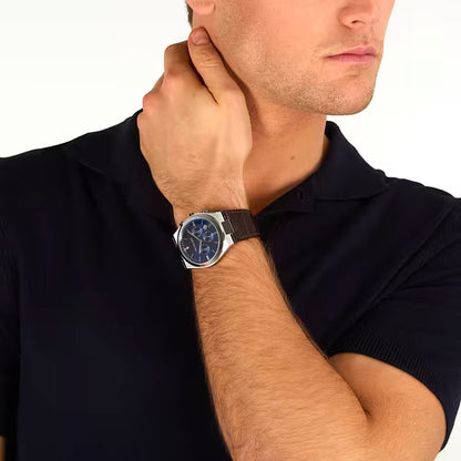 Orologio Uomo TRUSSARDI in Pelle Marrone e Quadrante Blu