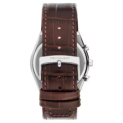 Orologio Uomo TRUSSARDI in Pelle Marrone e Quadrante Blu