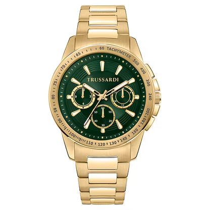 Orologio Uomo TRUSSARDI T-Hawk Verde in Acciaio Dorato