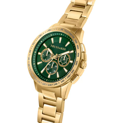 Orologio Uomo TRUSSARDI T-Hawk Verde in Acciaio Dorato