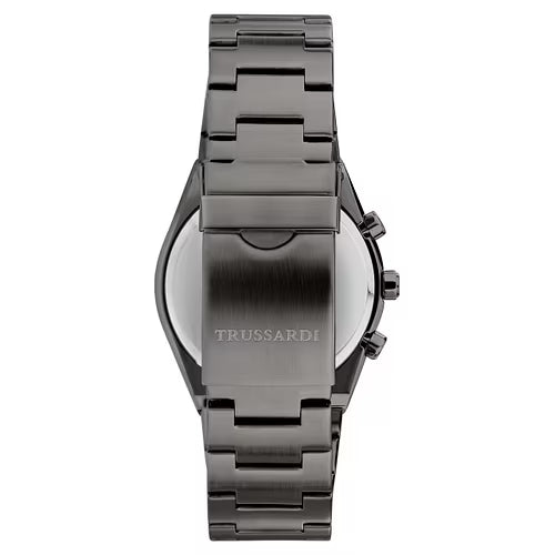 Orologio Uomo TRUSSARDI Solo Tempo Nero in Acciaio Quadrante Azzurro