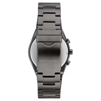 Orologio Uomo TRUSSARDI Solo Tempo Nero in Acciaio Quadrante Azzurro
