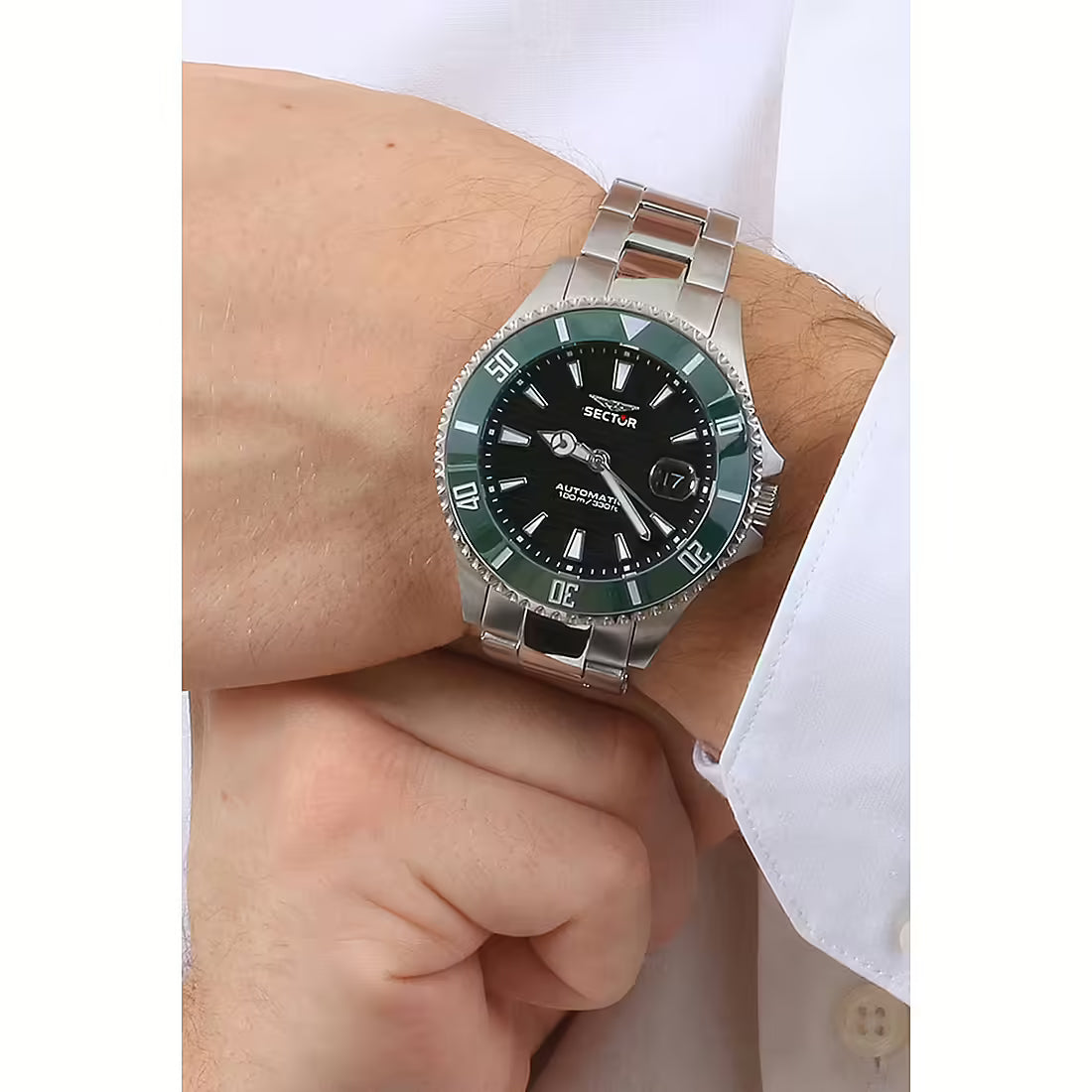 Orologio Uomo SECTOR 230 Automatico in Acciaio con Ghiera Verde