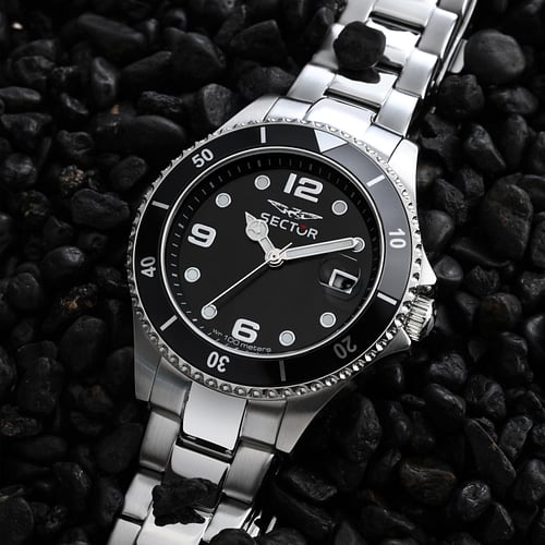 Orologio Uomo SECTOR 230 Solo Tempo in Acciaio con Quadrante Nero