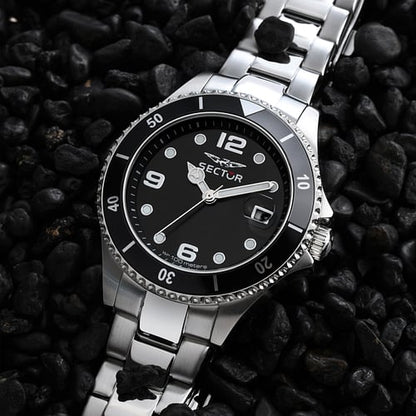 Orologio Uomo SECTOR 230 Solo Tempo in Acciaio con Quadrante Nero