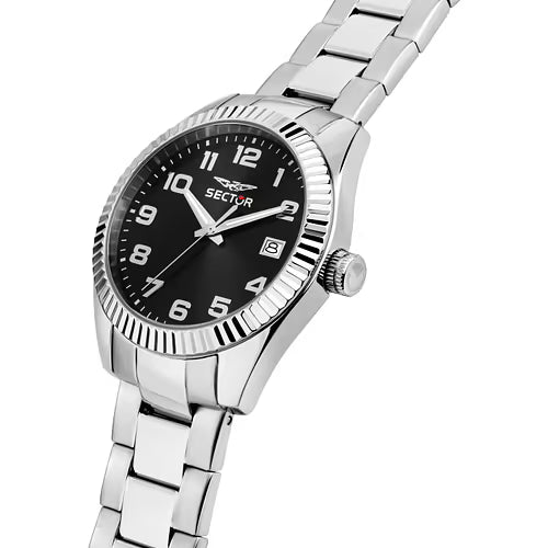 Orologio Uomo SECTOR Solo Tempo in Acciaio con Quadrante Nero