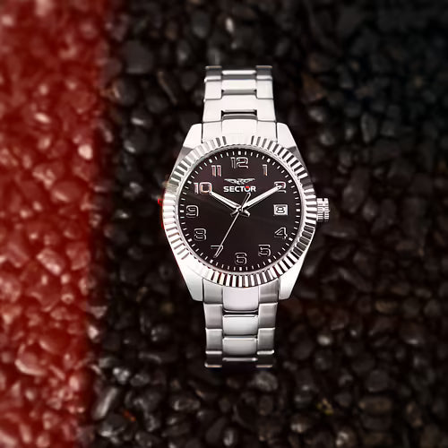 Orologio Uomo SECTOR Solo Tempo in Acciaio con Quadrante Nero