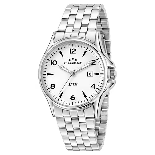 Orologio Uomo CHRONOSTAR Vintage Solo Tempo Bianco in Acciaio