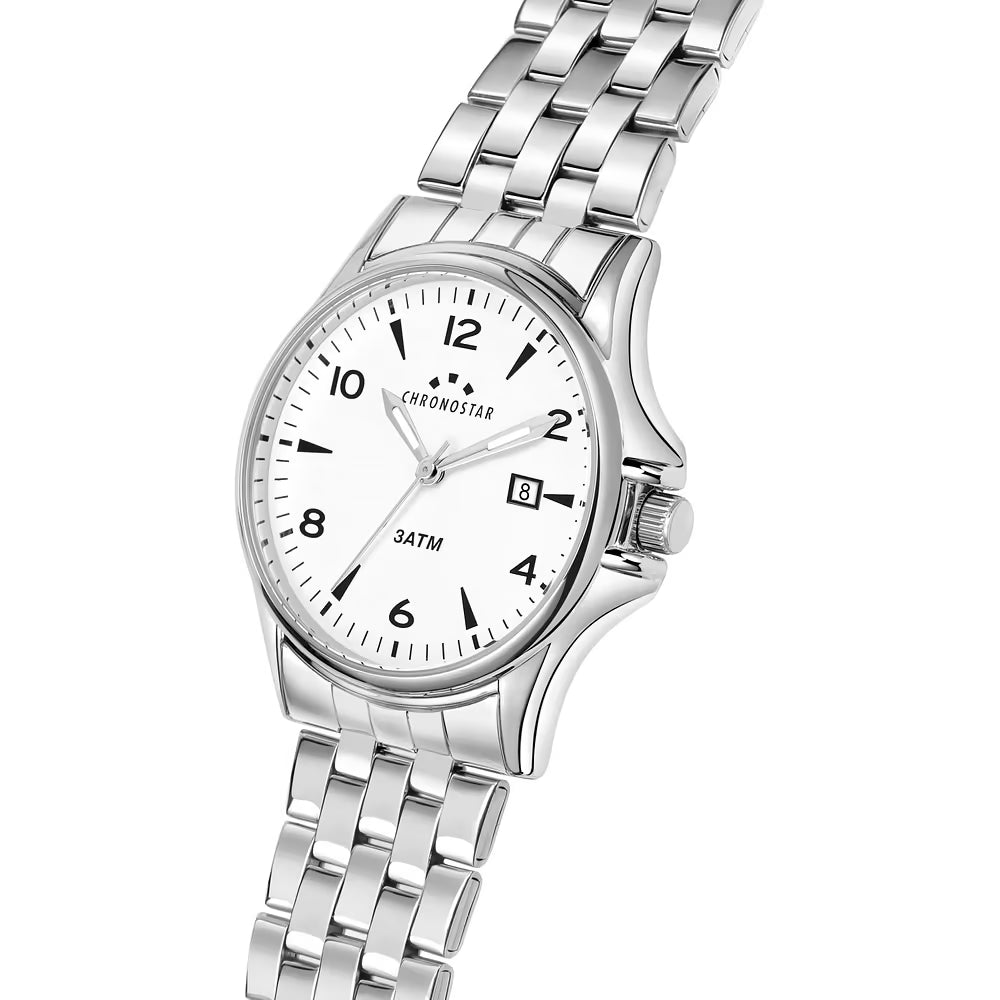 Orologio Uomo CHRONOSTAR Vintage Solo Tempo Bianco in Acciaio