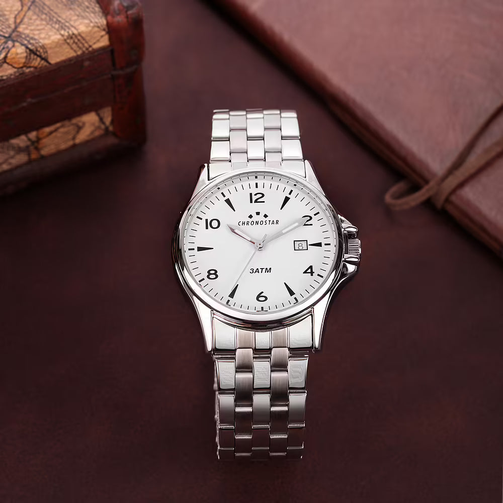 Orologio Uomo CHRONOSTAR Vintage Solo Tempo Bianco in Acciaio