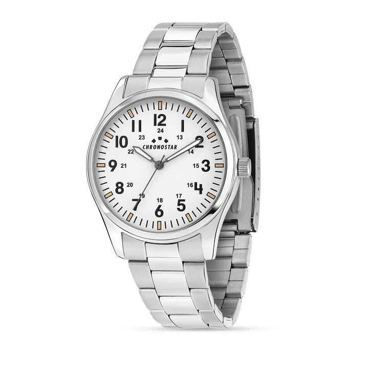 Orologio Uomo CHRONOSTAR Pilot Solo Tempo Bianco in Acciaio
