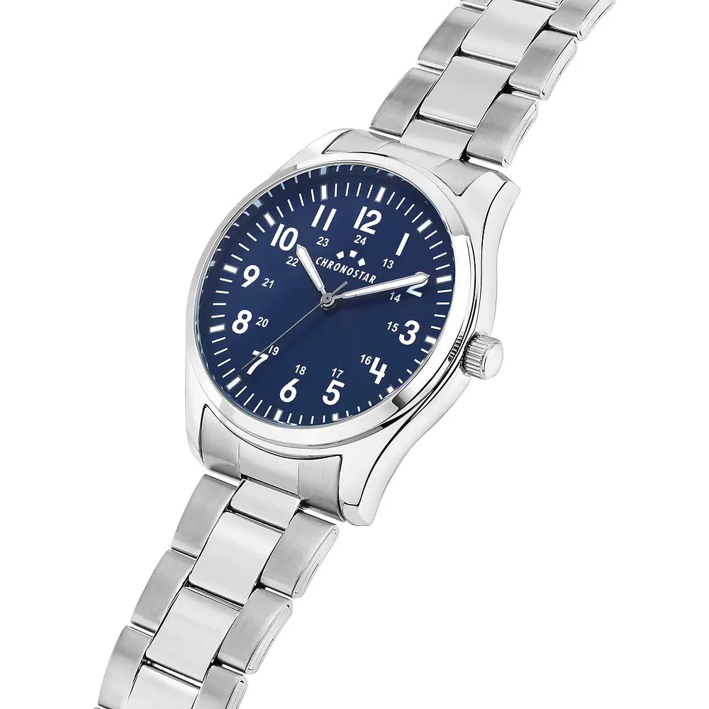 Orologio Uomo CHRONOSTAR Pilot Solo Tempo Blu in Acciaio