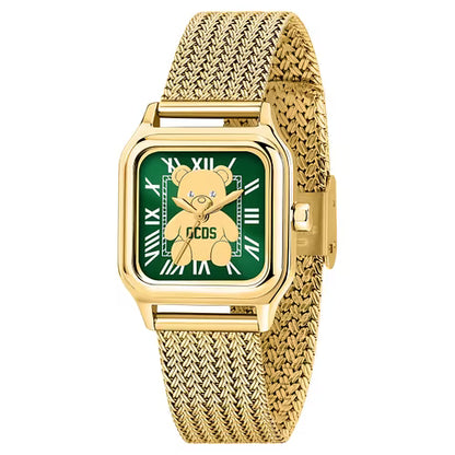 Orologio Donna GCDS Coraggio Bear Verde in Acciaio Dorato