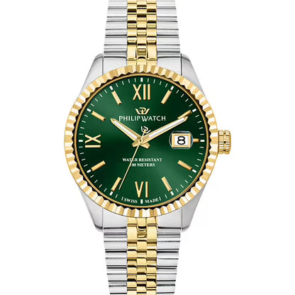Orologio Uomo PHILIP WATCH Caribe in Acciaio e Acciaio Dorato con Quadrante Verde