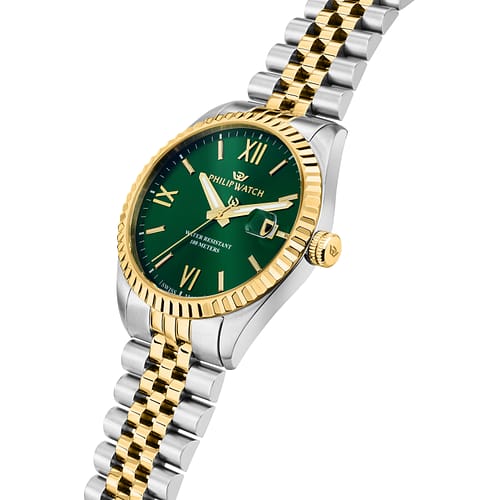 Orologio Uomo PHILIP WATCH Caribe in Acciaio e Acciaio Dorato con Quadrante Verde