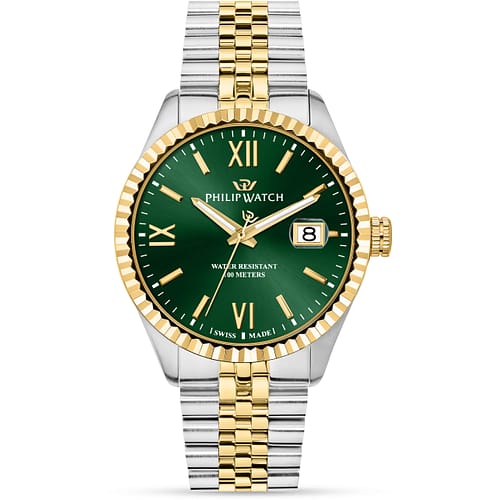 Orologio Uomo PHILIP WATCH Caribe in Acciaio e Acciaio Dorato con Quadrante Verde