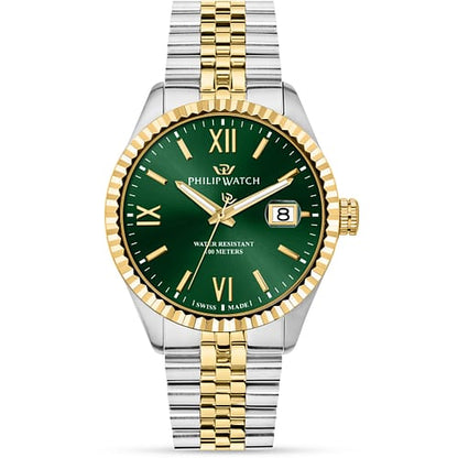 Orologio Uomo PHILIP WATCH Caribe in Acciaio e Acciaio Dorato con Quadrante Verde