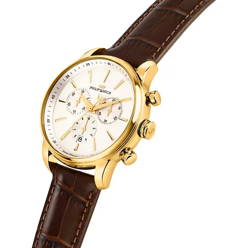 Orologio Uomo PHILIP WATCH Anniversary Gold in Pelle Marrone