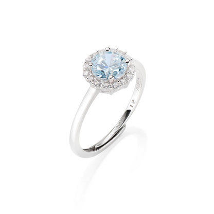 Anello Donna Diamond in Argento con Pietra Acqua Marina e Zirconi - AMEN