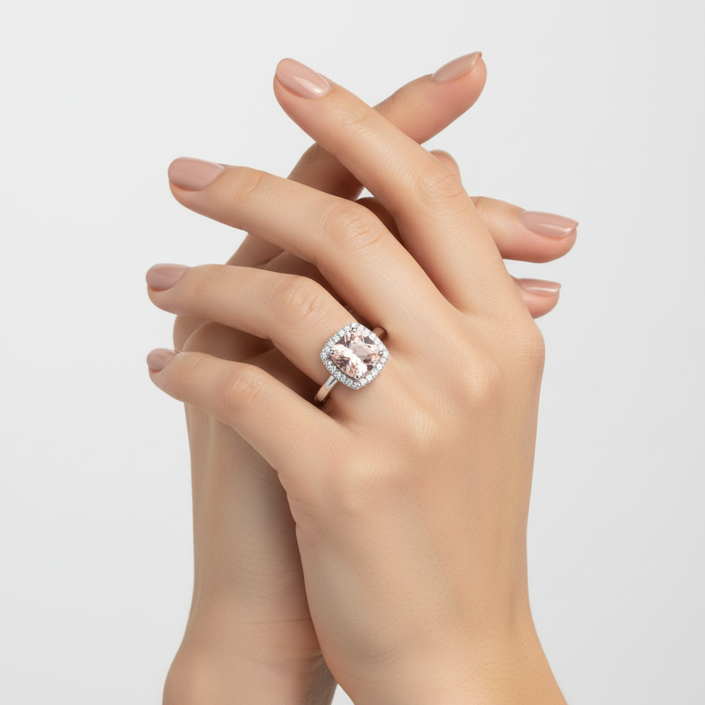 Anello Donna Lady in Argento con Morganite e Zirconi - AMEN