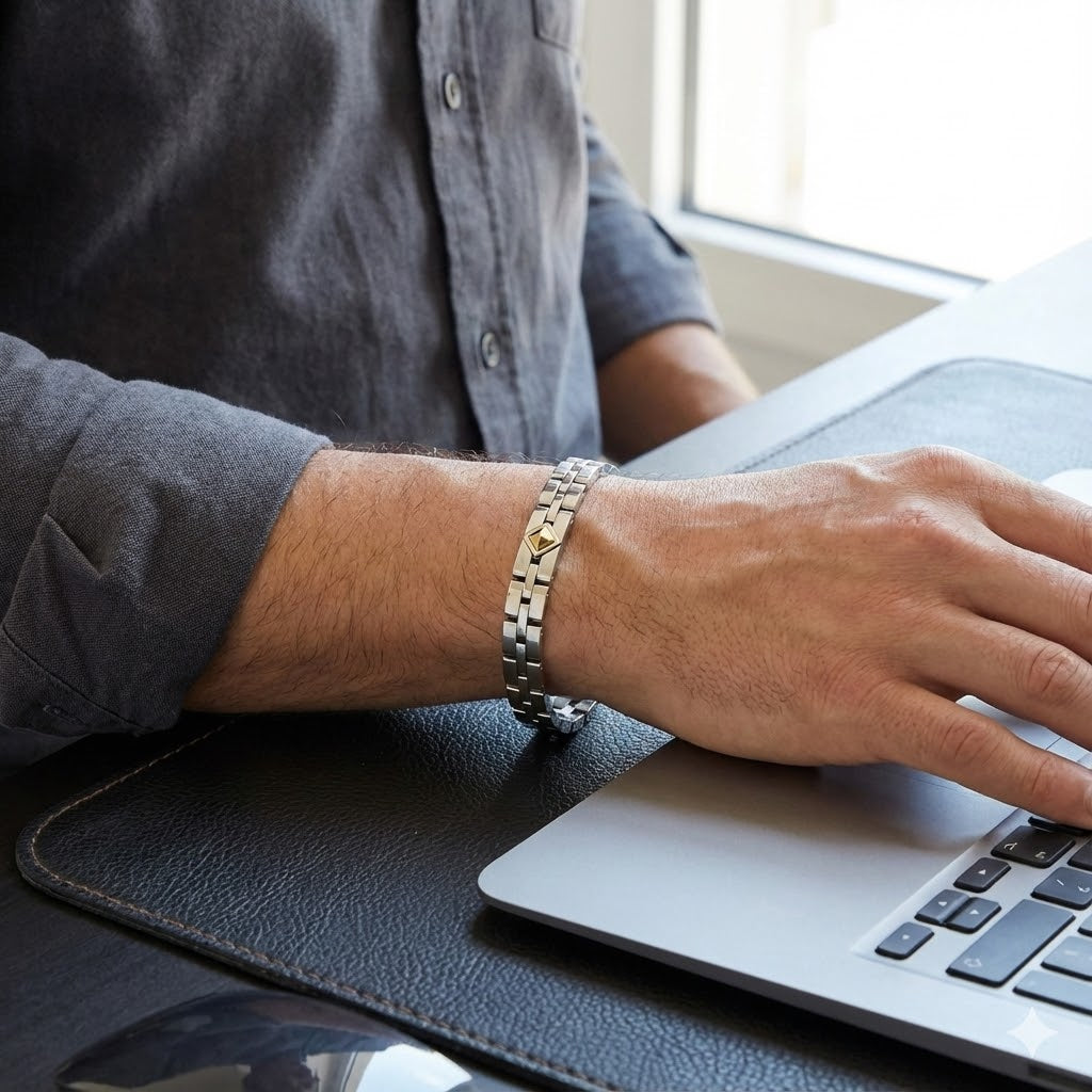Bracciale Uomo MORELLATO Gold in Acciaio con Placca Centrale e Dettaglio Dorato